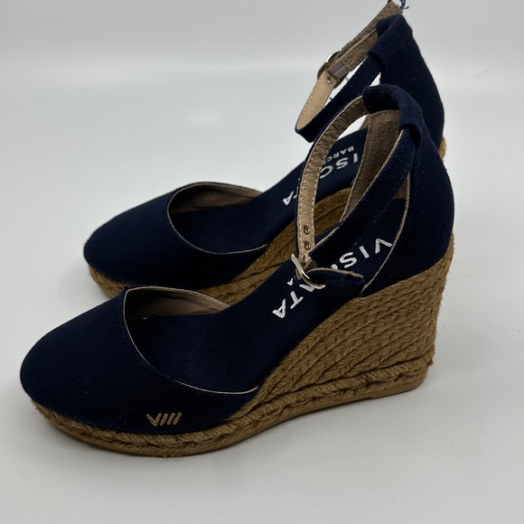 Women's Viscata Barcelona Satuna Canvas Navy Espadrille Wedges, 35 - Picture 5 of 10